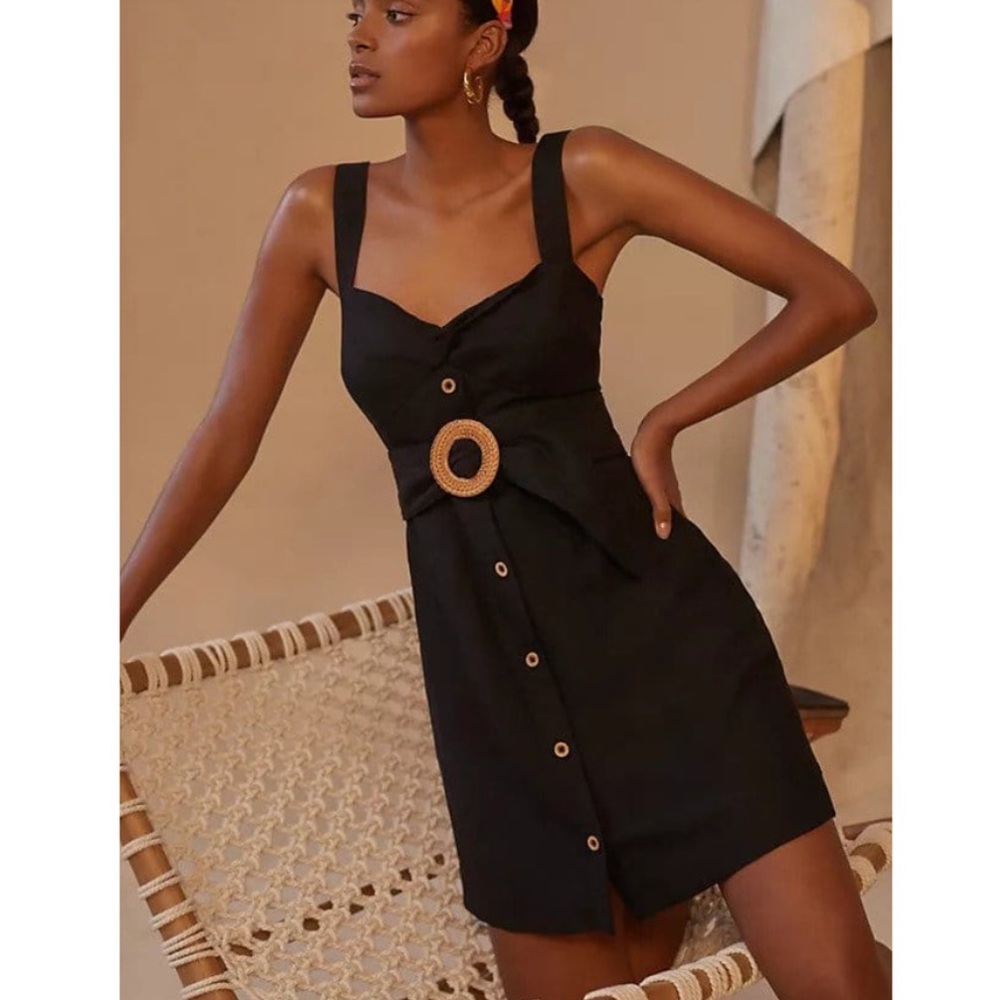 LAST CHANCE Maeve By Anthropologie Black Linen Blend Button Up Mini Dress